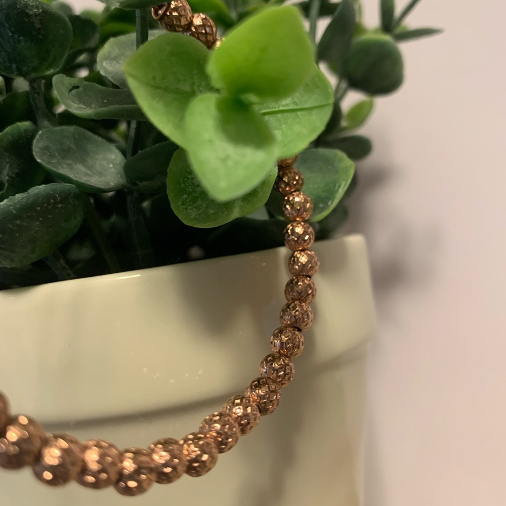 Beautiful Alex & Ani Rafaelian Rose Gold Texted Ball Expandable Bangle - Picture 4 of 9